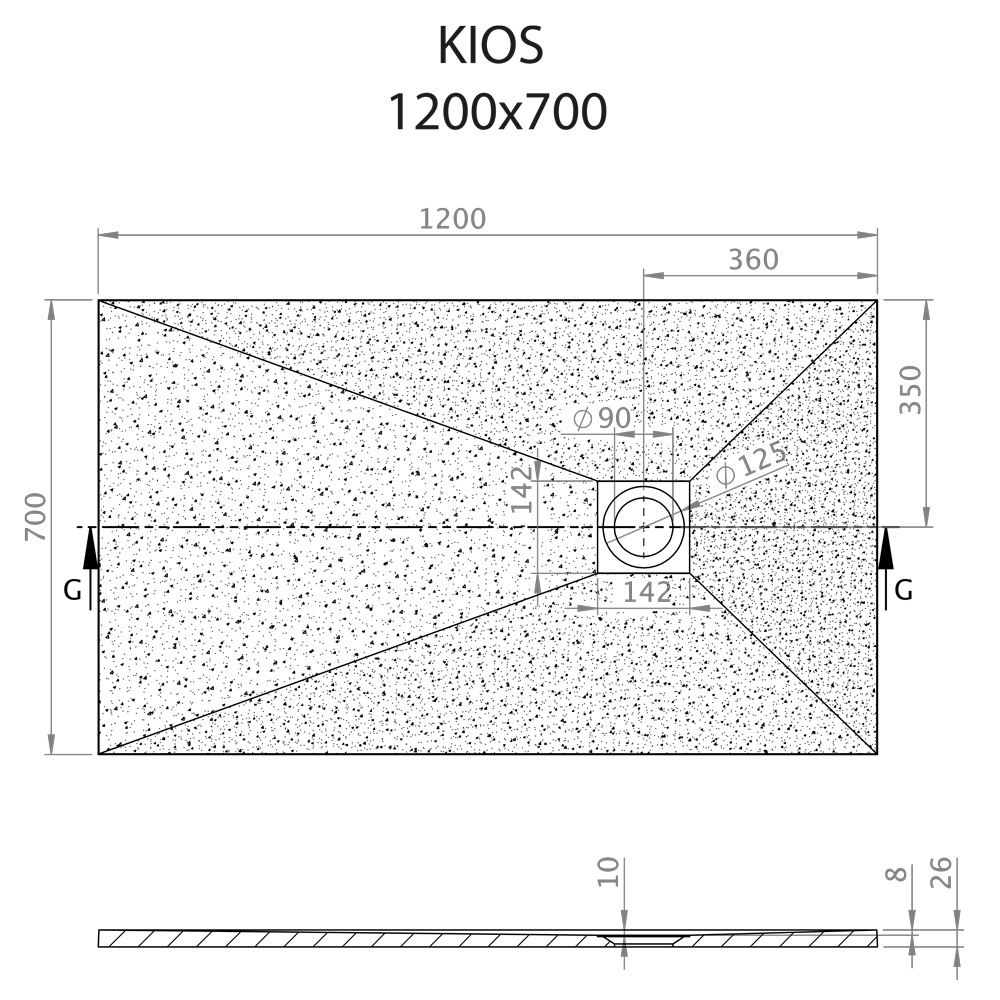 Kios F 120x70 technikai rajz