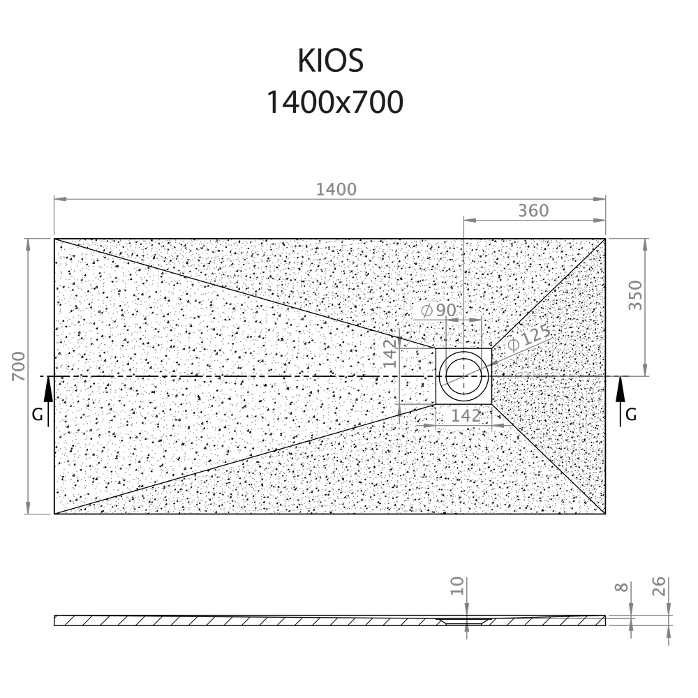 Kios F 140x70 technikai rajz