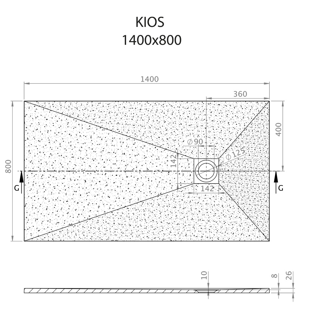 Kios F 140x80 technikai rajz