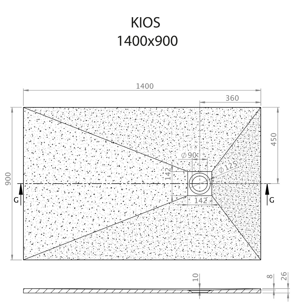 Kios F 140x90 technikai rajz