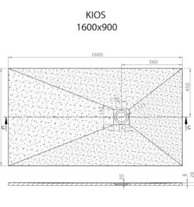 Kios F 160x90 technikai rajz