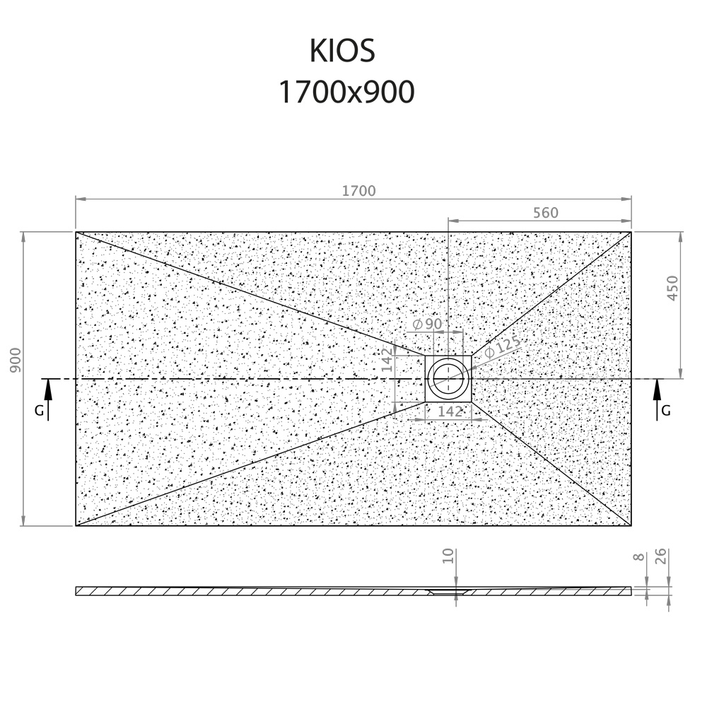 Kios F 170x90 technikai rajz