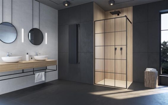 Modo New Black II Factory Walk-in fekete zuhanyfal