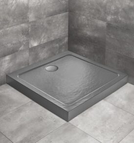 Doros Stone C szögletes antracit zuhanytálca előlappal