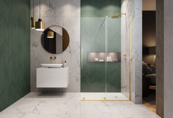 Furo Gold Walk-in arany zuhanyfal jobbos