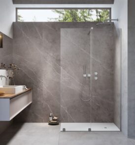 Furo Brushed Nickel Walk-in szálcsiszolt króm zuhanyfal jobbos