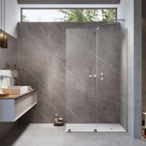 Furo Brushed Nickel Walk-in szálcsiszolt króm zuhanyfal jobbos