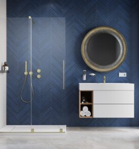 Furo Brushed Gold Walk-in szálcsiszolt arany zuhanyfal
