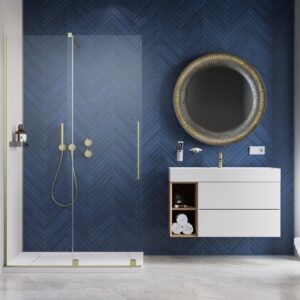 Furo Brushed Gold Walk-in szálcsiszolt arany zuhanyfal