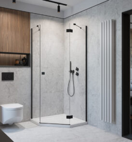 Essenza Black PTJ jobbos ötszögletű zuhanykabin