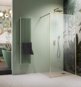 Modo F II Brushed Gold Walk-in szálcsiszolt arany zuhanyfal