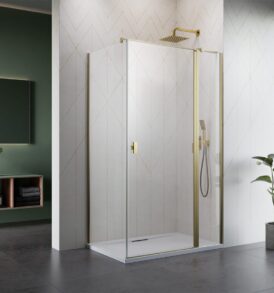 Nes Brushed Gold KDJ II szögletes szálcsiszolt arany zuhanykabin jobbos