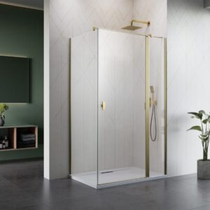Nes Brushed Gold KDJ II szögletes szálcsiszolt arany zuhanykabin jobbos
