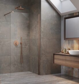 Modo X Brushed Copper II Walk-in szálcsiszolt réz zuhanyfal